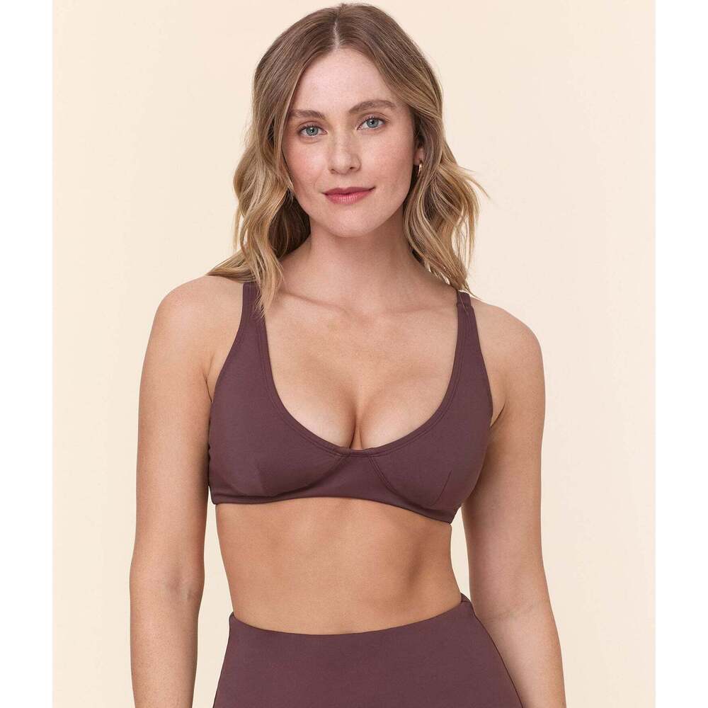 NWT Andie The Mila Bikini Top - Eco Nylon - Mink Size MMINK / M